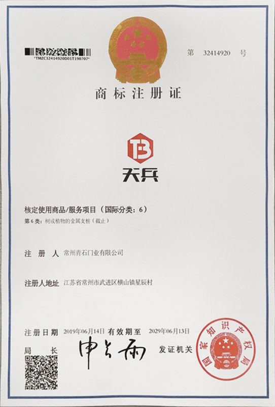 商标注冊證-天兵